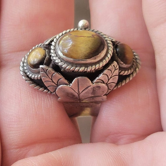 Vintage Mexican Sterling Silver Tiger Eye Poison … - image 1