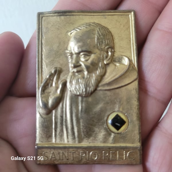 Antique Vintage Saint Pio Religious Relic Reliquary Catholic Christian Religion