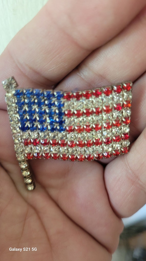 Vintage American Flag Pin Brooch with Red White a… - image 3
