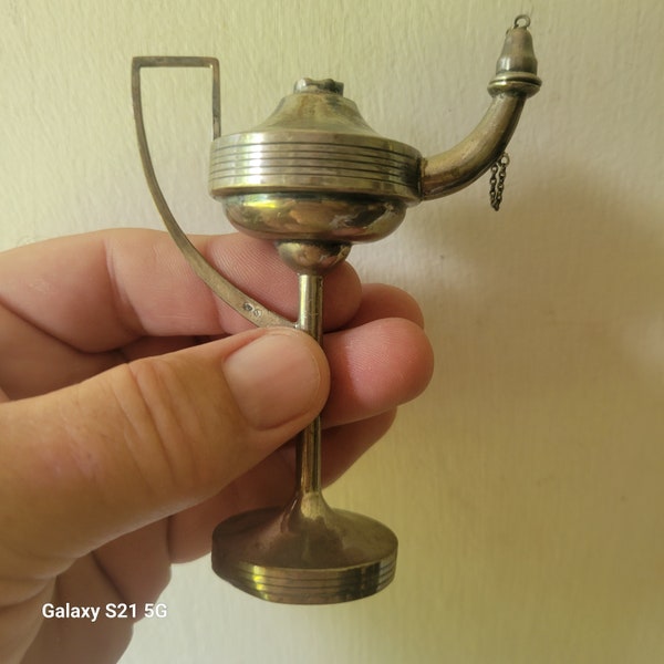 Antique Vintage Swedish Silver Miniature Genie Oil Lamp Lighter Rare Sweden Hallmarks 800 Silver Unusual