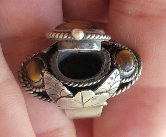 Vintage Mexican Sterling Silver Tiger Eye Poison … - image 5