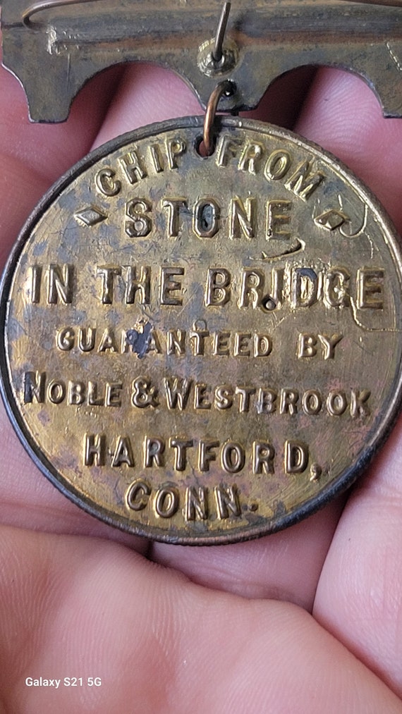 Antique Hartford Bridge Restoration Bronze Medal Pin … - Gem