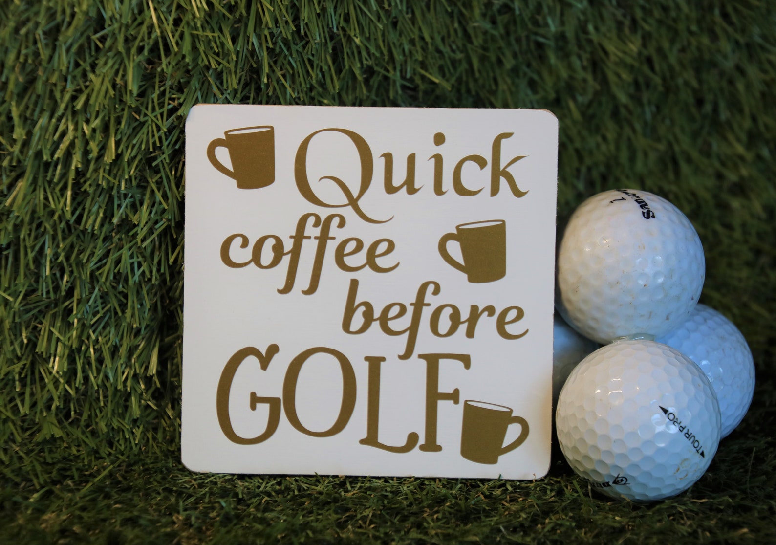 Golf coaster Quick coffee before Golf Wood drinks coaster Etsy