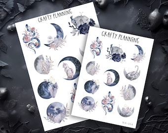 Moon Sticker Sheet, Planner Stickers, Moon Stickers, Witchy Stickers, Bullet Journal Stickers, Deco Stickers, Scrapbook Stickers