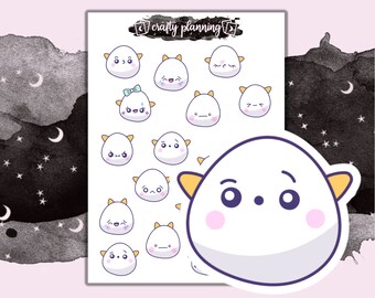 Hoja de pegatinas decorativas lindas del personaje Kawaii para planificadores y diarios