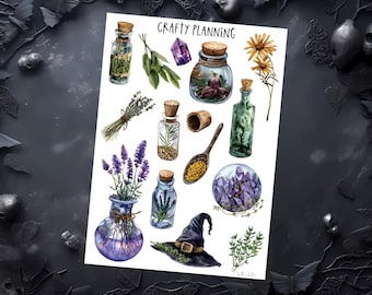 Witchy Sticker Set: Gothic, Occult, Pagan Designs for Planners