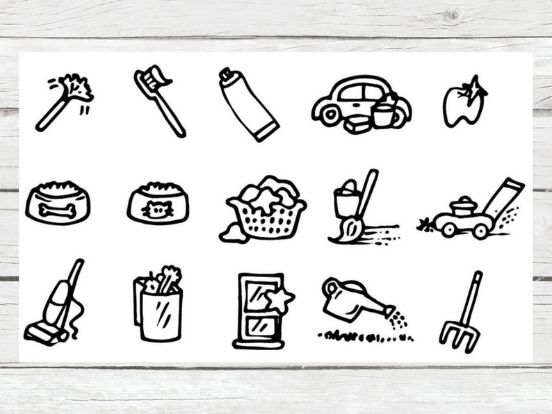 Chores Icons Housework Icons Colour Icons Black &amp; Whits | Etsy