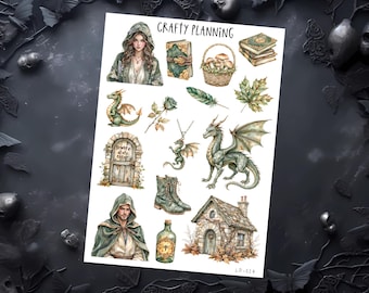 Dragon Stickers, Dragoncore, Deco Sticker Sheet, Planner Stickers, Journal Stickers, Fantasy Stickers, Mythical Stickers, Bookish Stickers