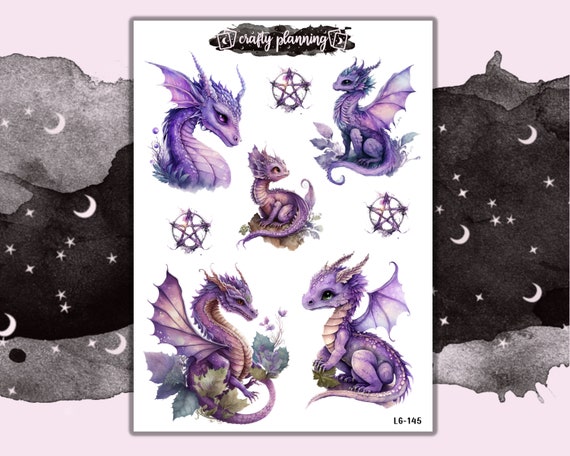 Dragon Stickers, Mythical Creatures, Fantasy Stickers, Deo Sticker Sheet,  Journal Stickers, Scrapbook Stickers, Dragon Mythology