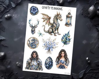 Dragon Stickers, Dragoncore, Deco Sticker Sheet, Planner Stickers, Journal Stickers, Fantasy Stickers, Mythical Stickers, Bookish Stickers