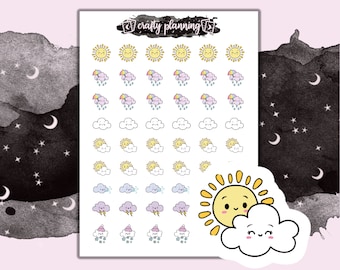 Cute Weather Stickers For Planners And Journals