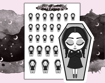 Gothic Coffin Planner Sticker Sheet, Journal Stickers, Functional Stickers