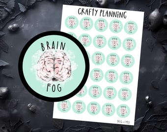 Gehirn-Nebel-Aufkleber, Aufkleber für psychische Gesundheit, Spoonie-Aufkleber, Gesundheitsaufkleber, Fibro-Aufkleber, Angstaufkleber, Planeraufkleber