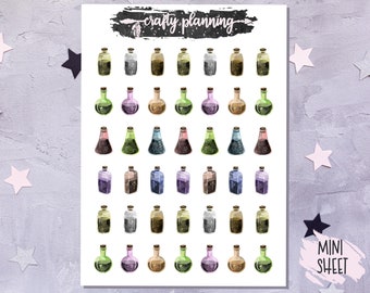 Potion Bottle Stickers, Witchcraft Stickers, Esoteric Stickers, Witchy Stickers, Pagan Stickers, Book Of Shadows, Planner Stickers