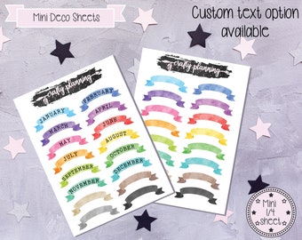 Ribbon Banner Stickers, Header Stickers, Month Headers, Bujo Stickers, Bullet Journal Stickers, Scrapbook Stickers
