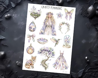 Elven Stickers, Fantasy Planner Stickers, Elf Sticker, Mythical Stickers, Fairytale Stickers, Planner Stickers, Journal Stickers, Deco Sheet