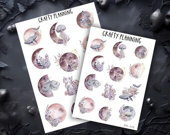 Moon Stickers, Celestial Stickers, Witchcraft Stickers, Deco Stickers, Journal Stickers, Planner Stickers, Esoteric Stickers, Pink Moon