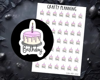 Birthday Reminder Stickers: Hand Drawn Cake Icons for Planners