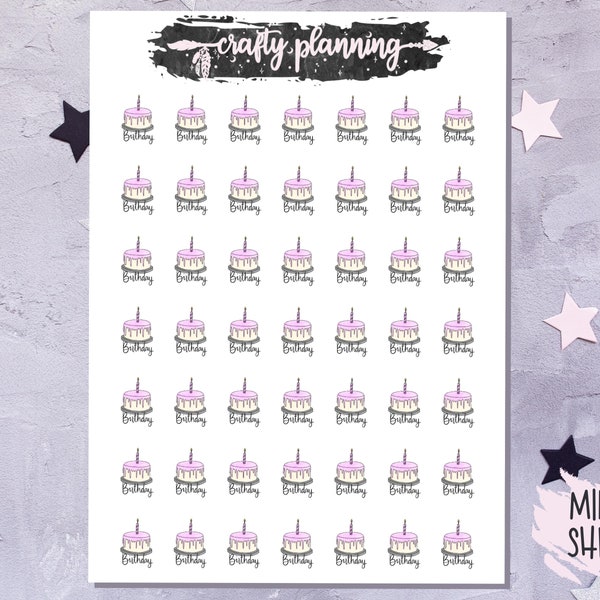 Birthday Stickers, Birthday Reminder, Birthday Cake Stickers, Icon Stickers, Planner Stickers, Functional Stickers, Hand Drawn Stickers