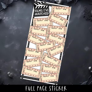 Adesivo per planner a pagina intera: Movie Tracker - Hobonichi e PP Weeks