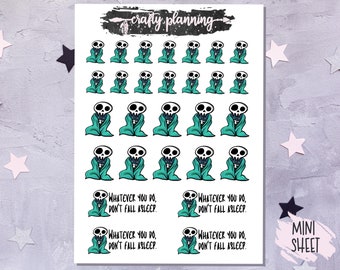 Sleep Stickers, Tired Stickers, Goth Stickers, Gothic Stickers, Insomnia Stickers, Anxiety Stickers, Blanket Stickers, Planner Stickers