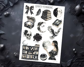 Witchy Stickers, Moon Stickers, Witch Stickers, Gothic Stickers, Book Stickers, Reading Stickers, Esoteric Sticker, Celestial Stickers