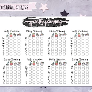 Cleaning Tracker Stickers, Chore Tracker, Planner Stickers, Cleaning Stickers, Weekly Tracker