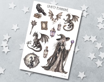 Dragon Stickers, Dragoncore, Deco Sticker Sheet, Planner Stickers, Journal Stickers, Fantasy Stickers, Mythical Stickers, Bookish Stickers