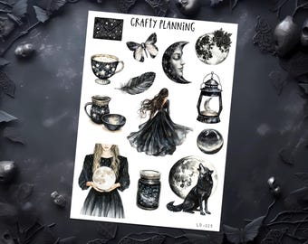 Witchy Sticker Set: Moon and Celestial Designs - Matte Finish