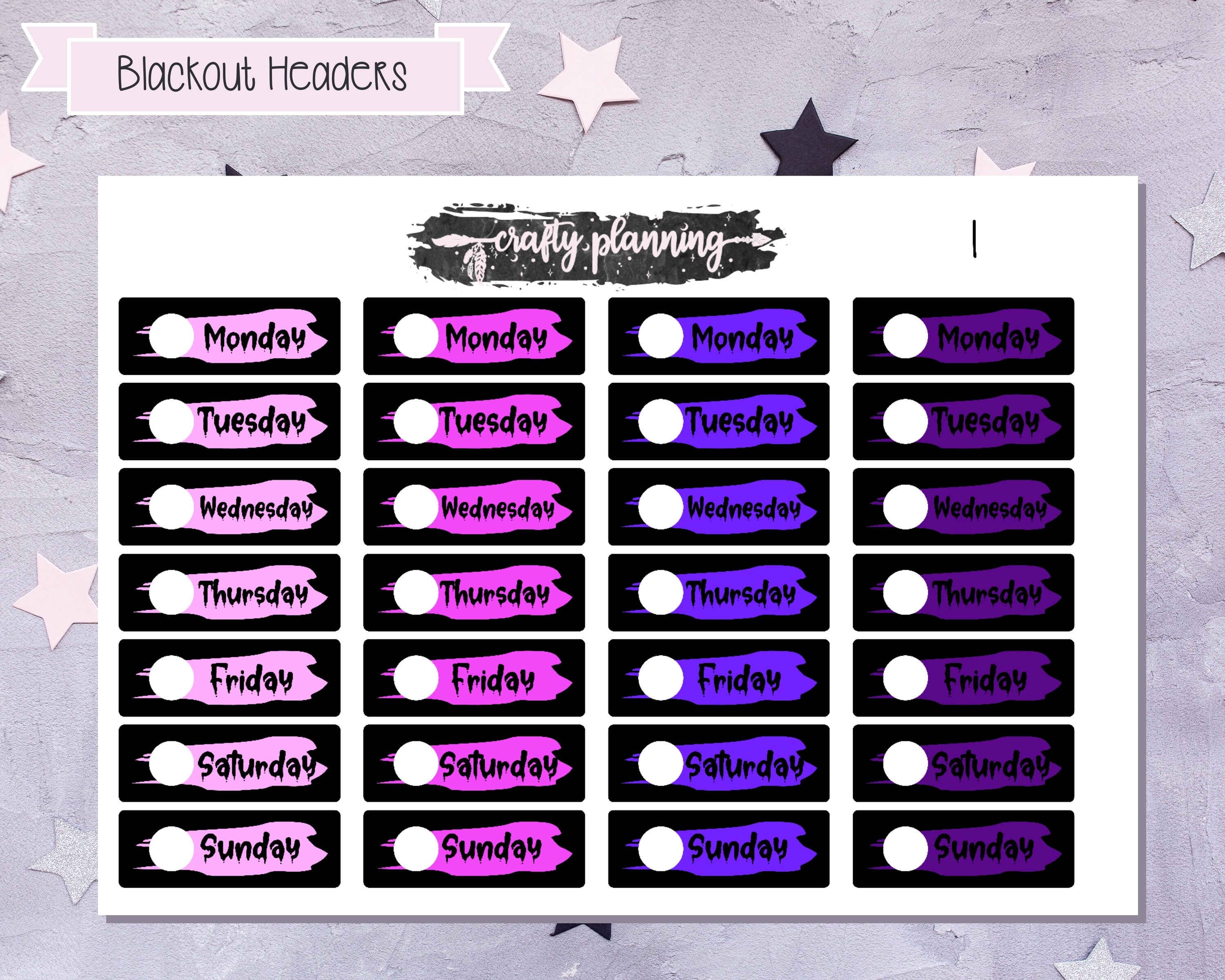 Blackout Stickers Black Insert Stickers Blackout Headers Etsy