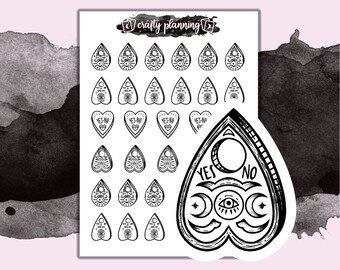 Planchette Sticker Sheet, Planner Stickers, Witchy Stickers, Bullet Journal Stickers, Deco Stickers, Scrapbook Stickers