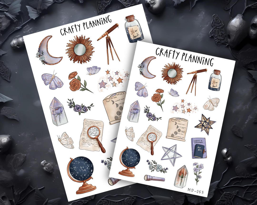Witchy, Celestial, Astronomy Deco Sticker Sheet for Planners & Journals ...
