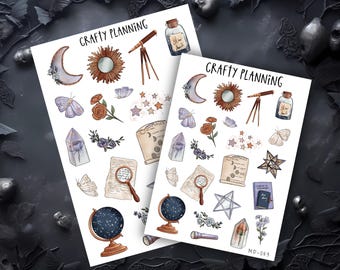 Witchy, Celestial, Astronomy Deco Sticker Sheet For Planners & Journals