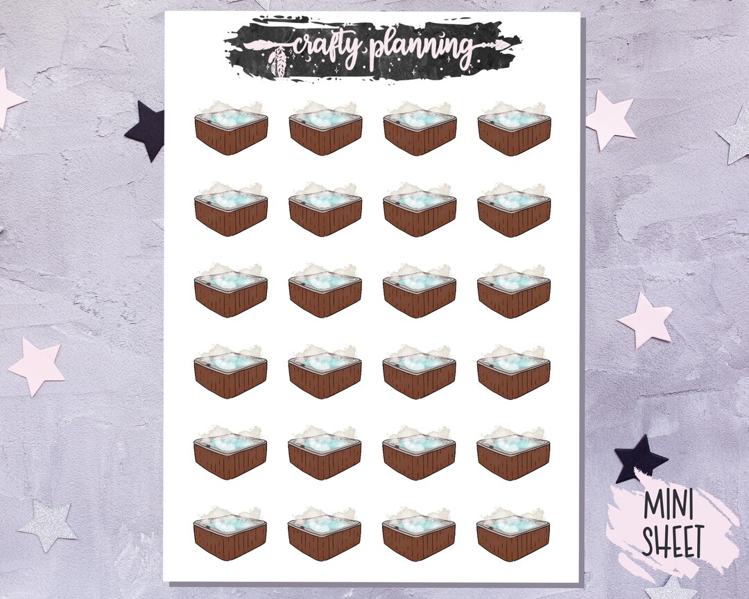 Hot Tub Stickers, Planner Stickers, Hand Drawn Stickers, Functional Stickers, Garden Stickers
