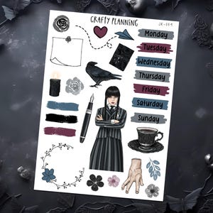 Wednesday Stickers, Nevermore Stickers, Planner Stickers, Binge Watch, Episode Tracker, Gothic Stickers, Goth Stickers