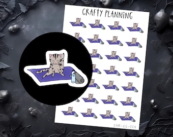 Yoga Cat Planner Stickers - Hand Drawn Design
