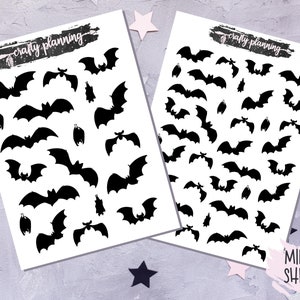 Bat Stickers, Planner Stickers, Halloween Stickers, Witchcraft Stickers, Witch Planner Stickers, Silhouette Stickers, Spooky Stickers