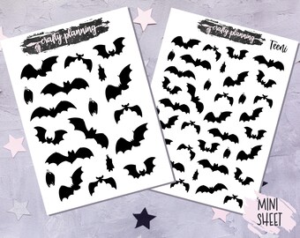 Bat Stickers, Planner Stickers, Halloween Stickers, Witchcraft Stickers, Witch Planner Stickers, Silhouette Stickers, Spooky Stickers