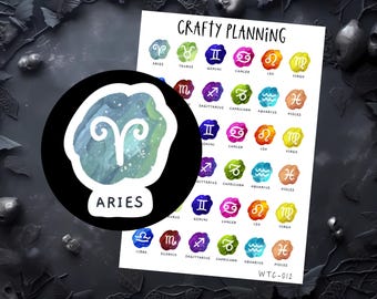 Zodiac Sign Stickers, Astrology Planner, Grimoire, Witchy Stickers