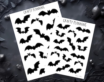 Bat Stickers, Planner Stickers, Halloween Stickers, Witchcraft Stickers, Witch Planner Stickers, Silhouette Stickers, Spooky Stickers