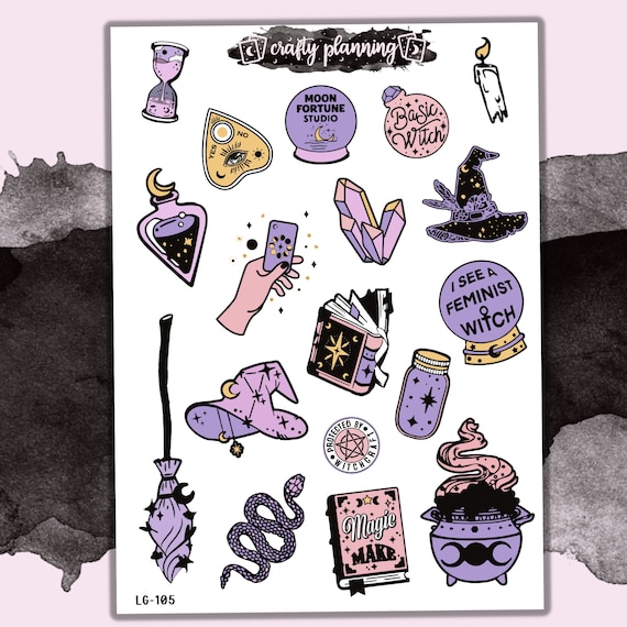 Witch Sticker Sheet, Planner Stickers, Witchy Stickers, Bullet