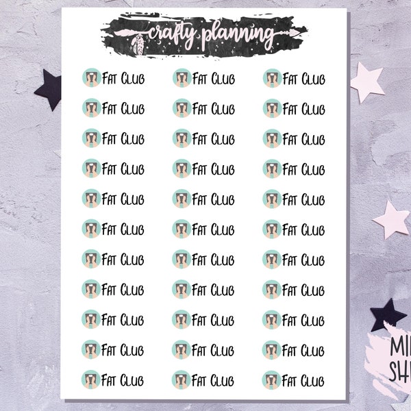 Fat Club Stickers, Slimming World, Weight Watchers, Weigh In, Reminder Stickers, Planner Stickers, Weight Loss Stickers