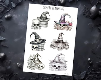 Spooky Book Stickers - Witchy Gothic Style for Planners