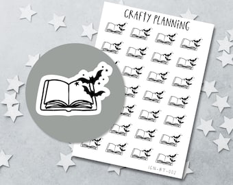Book Stickers, Reading Stickers, Bat Stickers, Planner Icon Stickers, Functional Stickers, Gothic Stickers, Witchy Stickers, Bookish Sticker