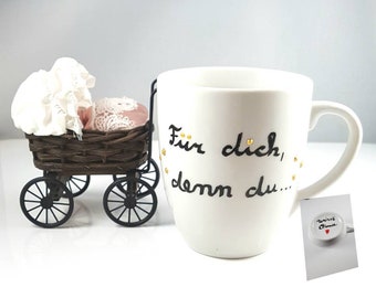 Handbeschriebene ,Du wirst Oma' Tasse mit versteckter Botschaft, personalisierbar, Tasse für werdende Oma, Schwangerschaft verkünden