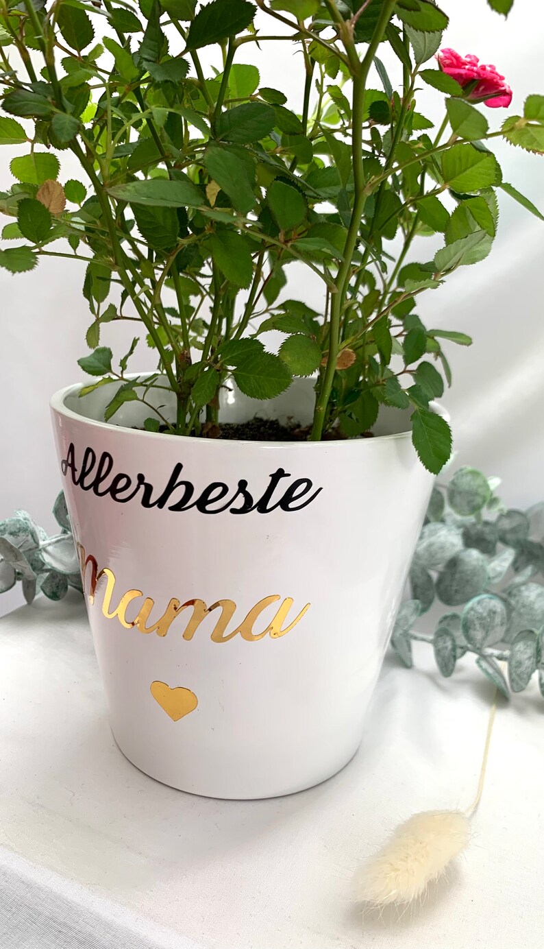 Gift for Mom, Flower Pot 'best Mom', Customizable, Flower Pot in White