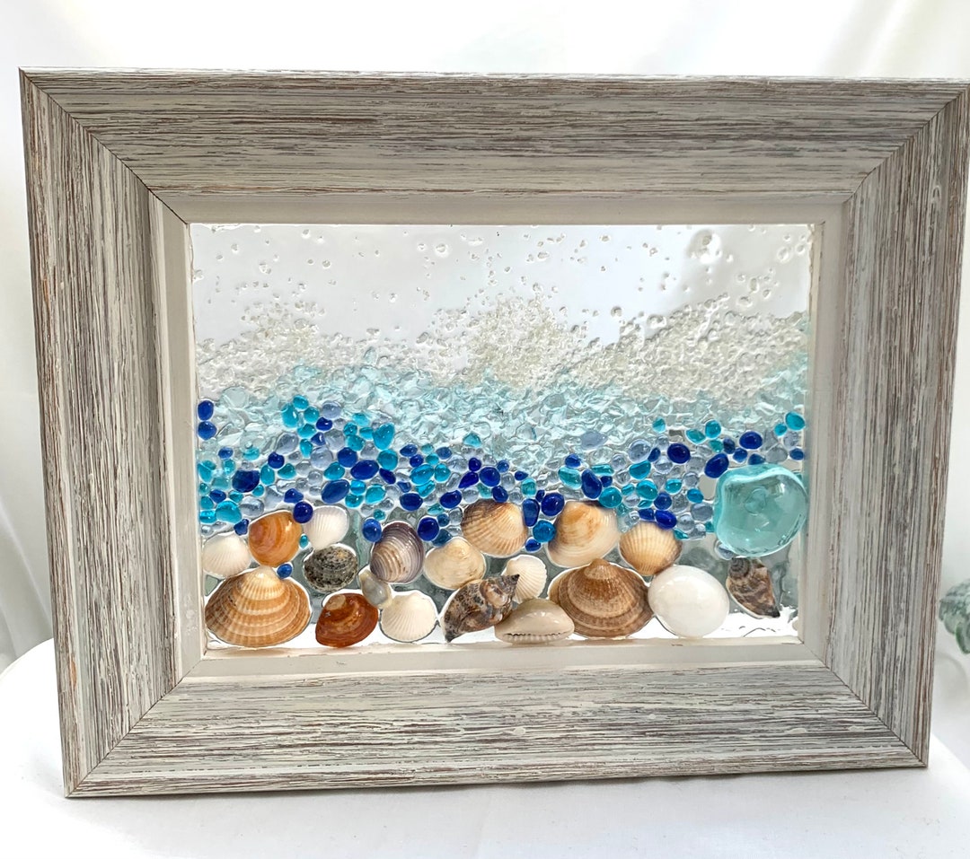 Shell Picture in Wooden Frame, Natural Art With Real Shells, Picture ...