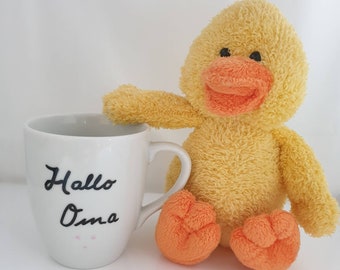 Du wirst Oma Tasse, personalisierbare Tasse mit Spruch: ,Hallo Oma', Schwangerschaft verkünden, handbeschrieben