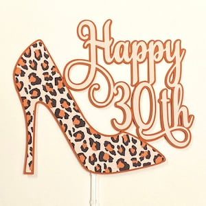 Orange/Brown Leopard Print Shoe Cake Topper 18th, 21st, 30th, 40th, 50th, 60th, 70th