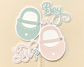 Baby Shower/Gender Reveal/Baby Shoes Boy or Girl Cake Topper
